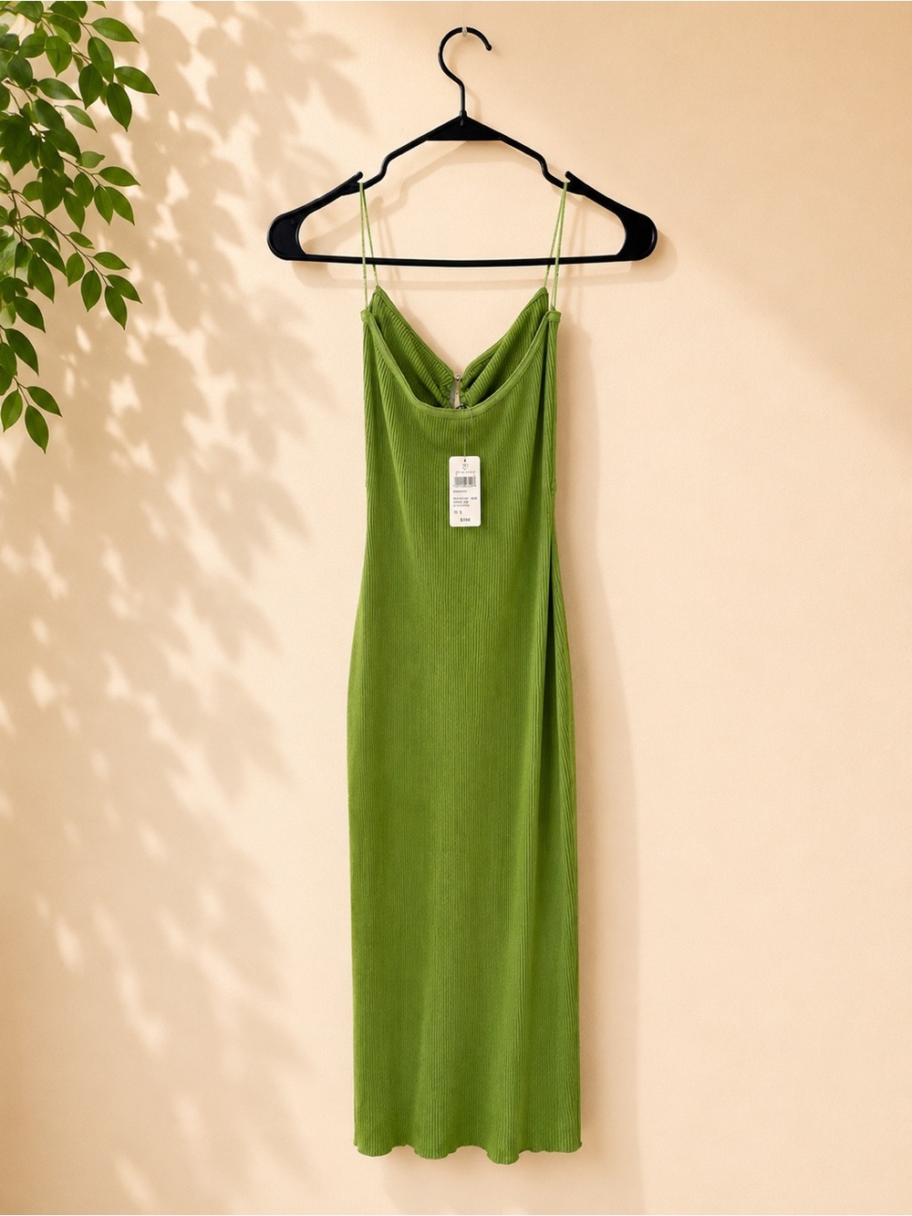 Windsor Chartreuse Ribbed Strapless Cutout Midi Dress Size Large NWT - Picture 2 of 3